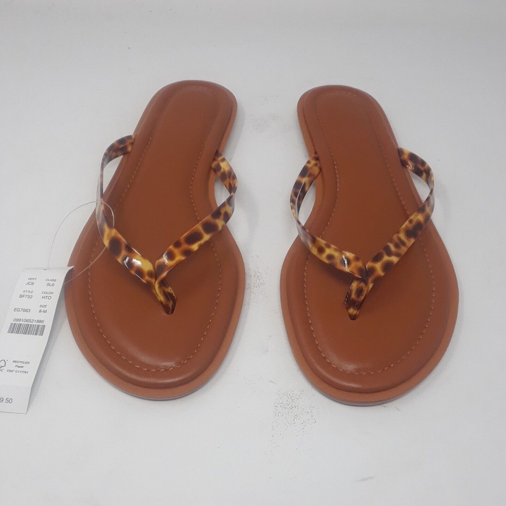 J Crew Womens Sandals Leopard Animal Print Flip Flops Thong Size 8 M - Picture 3 of 8
